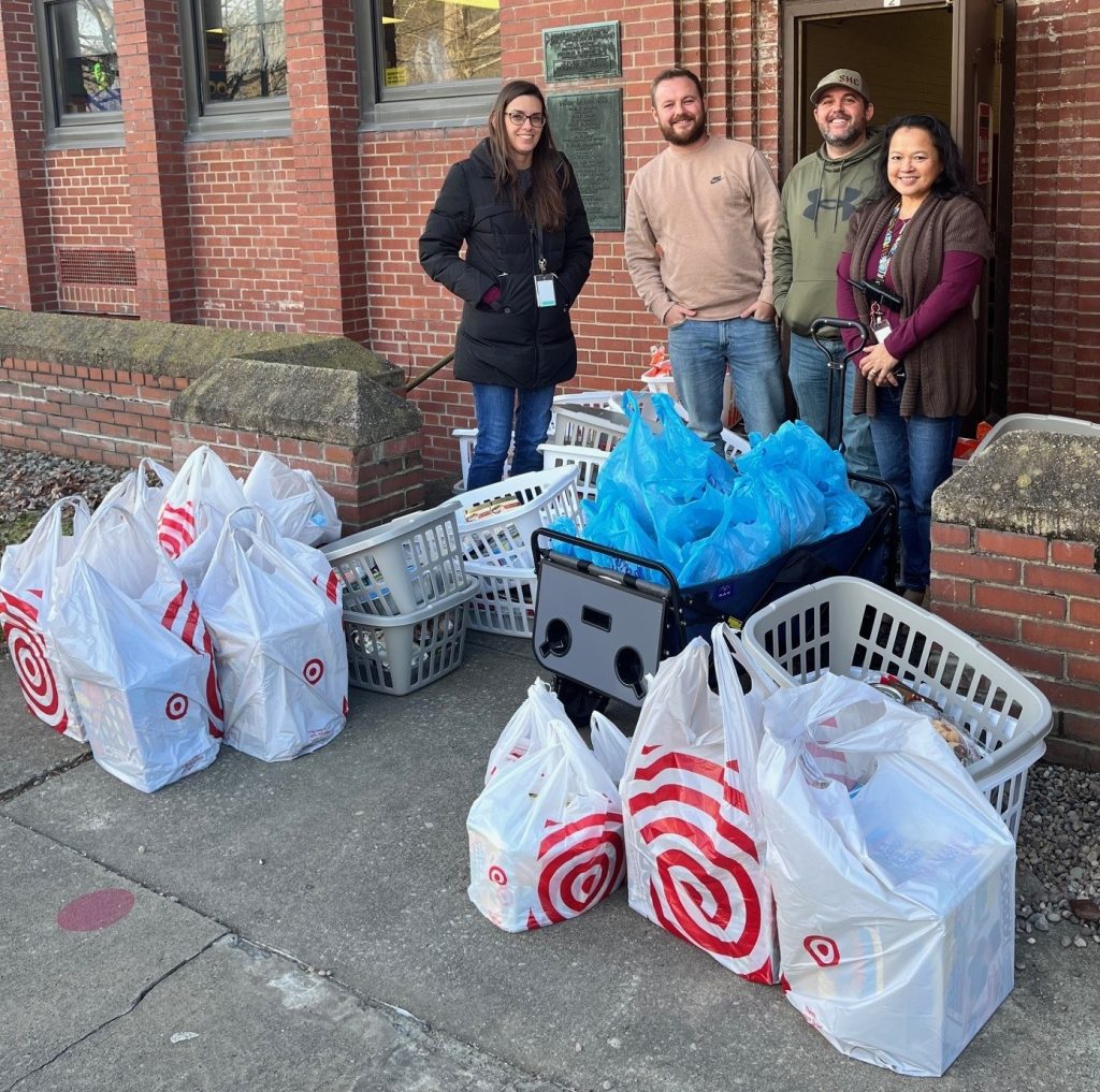 Donated food baskets to a local elementary school’s students/families in need for the Christmas Holiday
